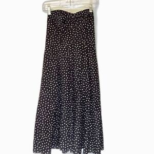 White House Black Market Cottagecore Black/White Polka Dot Strapless Dress 4**